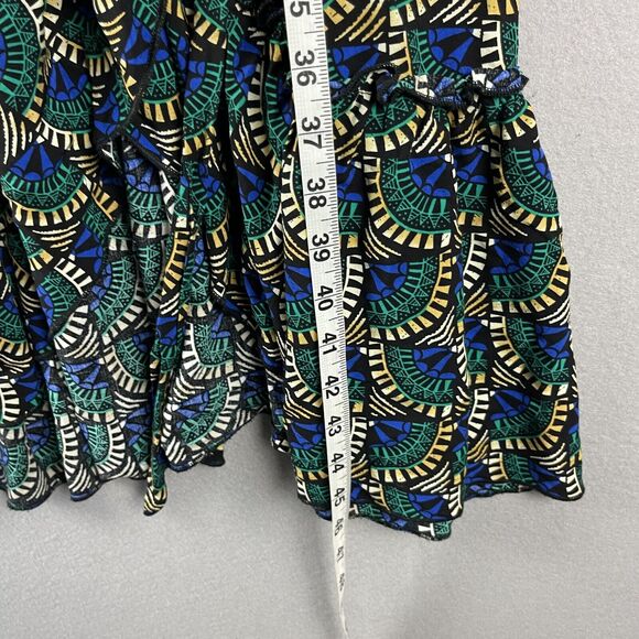 Silk Salt Journey Maxi Wrap Dress Women Medium Geometric Peacock Artsy Tribal - Picture 11 of 16